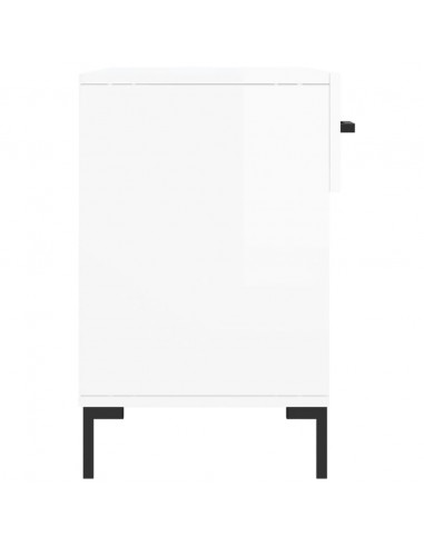Panca Porta Scarpe Bianco Lucido 102x35x55 cm Legno Multistrato