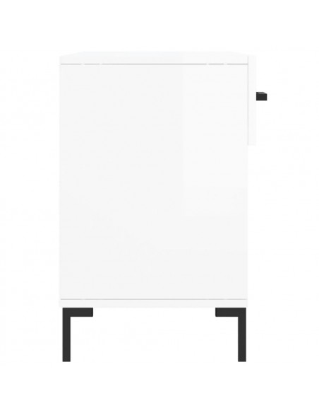 Panca Porta Scarpe Bianco Lucido 102x35x55 cm Legno Multistrato
