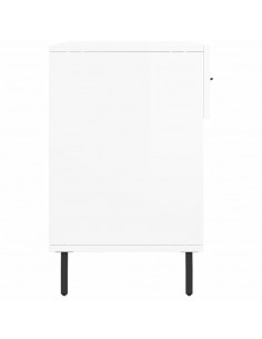 Panca Porta Scarpe Bianco Lucido 102x35x55 cm Legno Multistrato 2