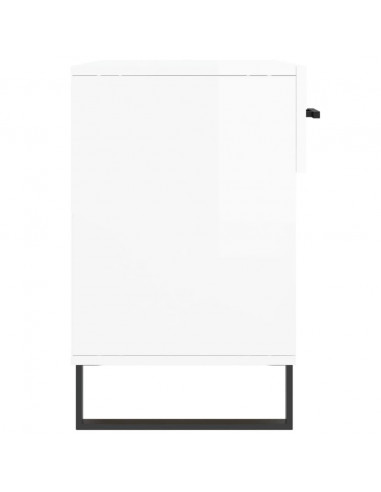 Panca Porta Scarpe Bianco Lucido 102x35x55 cm Legno Multistrato