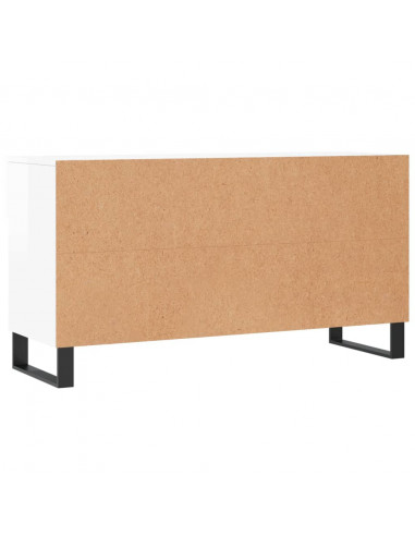 Panca Porta Scarpe Bianco Lucido 102x35x55 cm Legno Multistrato