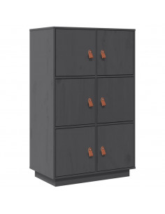 Credenza Grigia 67x40x108,5 cm in Legno Massello di Pino 2