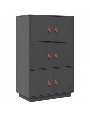 Credenza Grigia 67x40x108,5 cm in Legno Massello di Pino