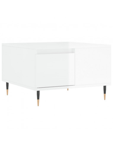 Tavolino Salotto Bianco Lucido 55x55x36,5 cm Legno Multistrato