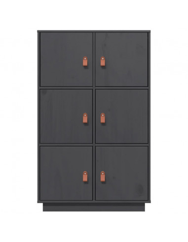 Credenza Grigia 67x40x108,5 cm in Legno Massello di Pino