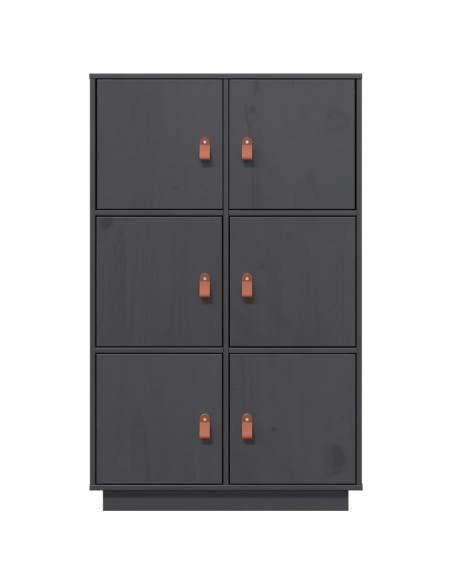 Credenza Grigia 67x40x108,5 cm in Legno Massello di Pino
