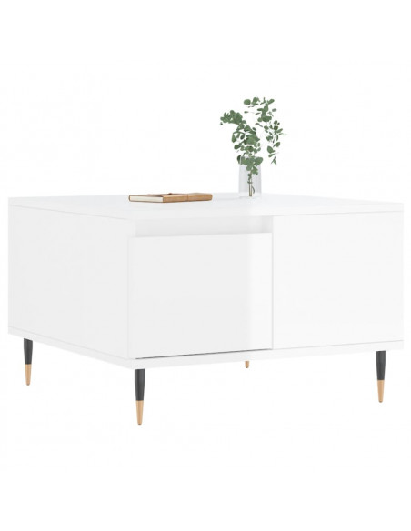 Tavolino Salotto Bianco Lucido 55x55x36,5 cm Legno Multistrato
