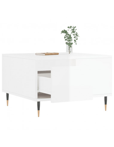 Tavolino Salotto Bianco Lucido 55x55x36,5 cm Legno Multistrato