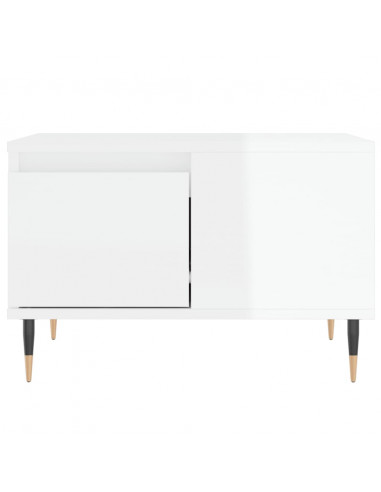Tavolino Salotto Bianco Lucido 55x55x36,5 cm Legno Multistrato
