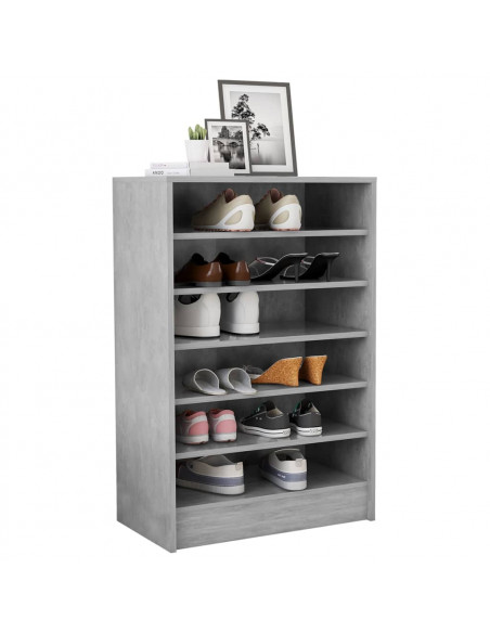 Scarpiera Grigio Cemento 60x35x92 cm in Truciolato