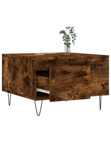 Tavolino da Salotto Rovere Fumo 55x55x36,5 cm Legno Multistrato