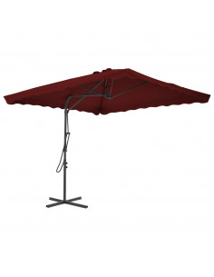 Ombrellone con Palo in Acciaio Rosso Bordò 250x250x230 cm 2