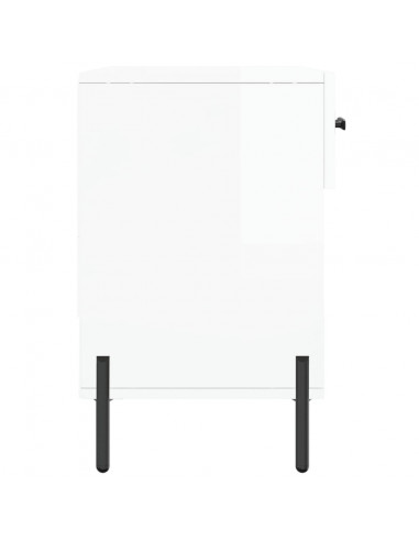 Panca Porta Scarpe Bianco Lucido 102x35x55 cm Legno Multistrato