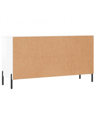 Panca Porta Scarpe Bianco Lucido 102x35x55 cm Legno Multistrato