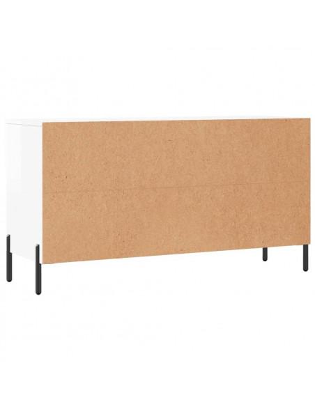 Panca Porta Scarpe Bianco Lucido 102x35x55 cm Legno Multistrato