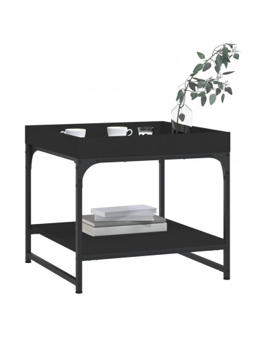 Tavolino da Salotto Nero 49,5x49,5x45 cm in Legno Multistrato