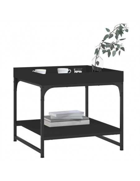 Tavolino da Salotto Nero 49,5x49,5x45 cm in Legno Multistrato