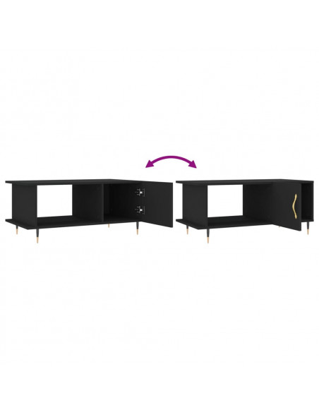 Tavolino da Salotto Nero 90x50x40 cm in Legno Multistrato