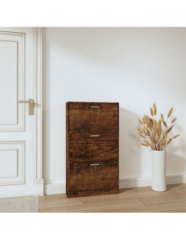 Scarpiera Rovere Fumo 59x17x108 cm in Legno Multistrato