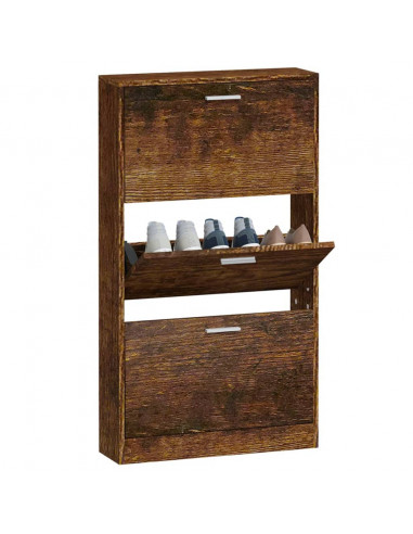 Scarpiera Rovere Fumo 59x17x108 cm in Legno Multistrato