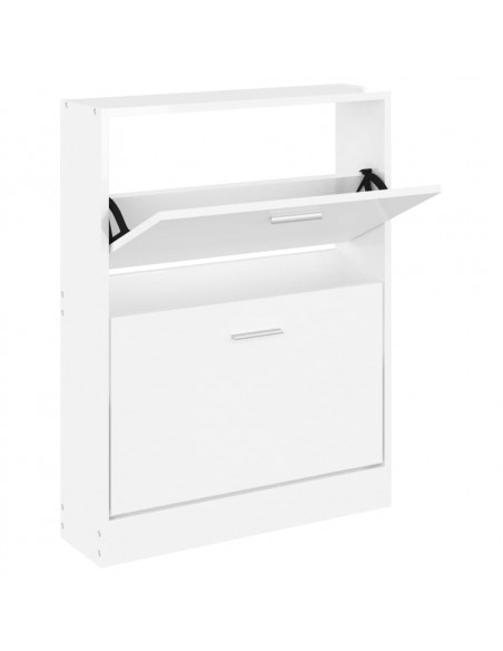 Scarpiera Bianco Lucido 59x17x81 cm in Legno Multistrato