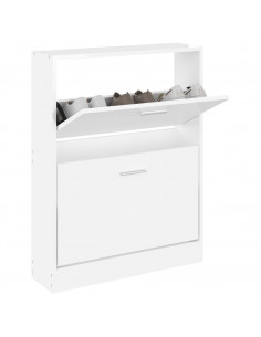 Scarpiera Bianco Lucido 59x17x81 cm in Legno Multistrato 2