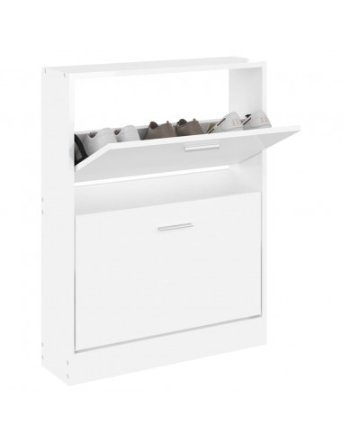 Scarpiera Bianco Lucido 59x17x81 cm in Legno Multistrato