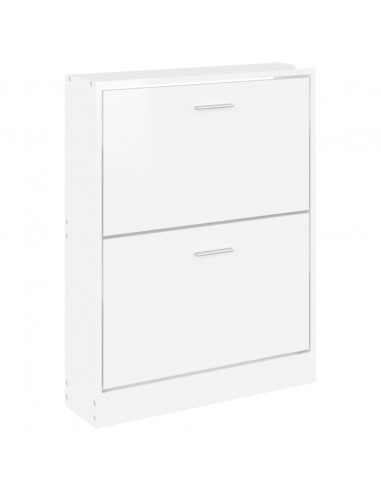 Scarpiera Bianco Lucido 59x17x81 cm in Legno Multistrato