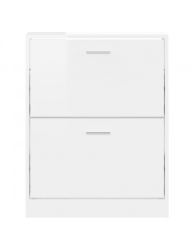 Scarpiera Bianco Lucido 59x17x81 cm in Legno Multistrato