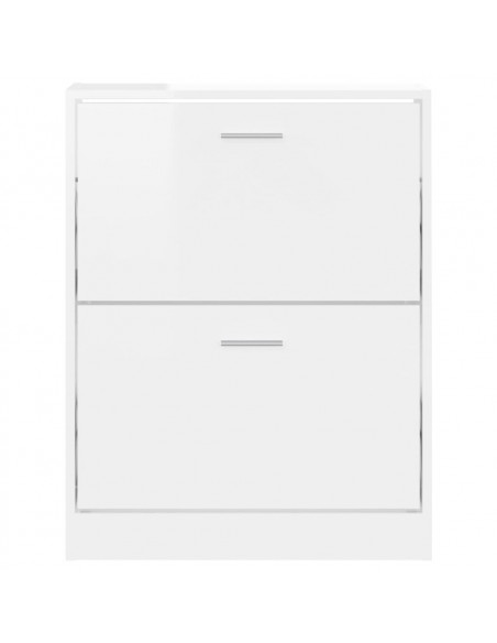 Scarpiera Bianco Lucido 59x17x81 cm in Legno Multistrato