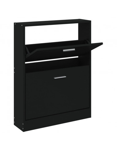 Scarpiera Nero 59x17x81 cm in Legno Multistrato