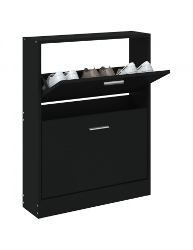 Scarpiera Nero 59x17x81 cm in Legno Multistrato