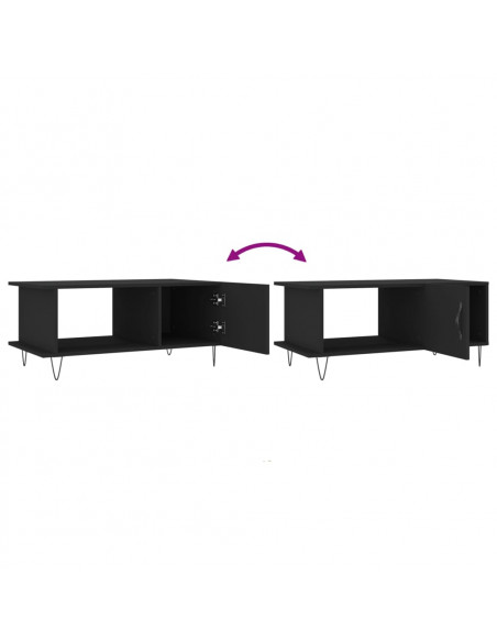 Tavolino da Salotto Nero 90x50x40 cm in Legno Multistrato