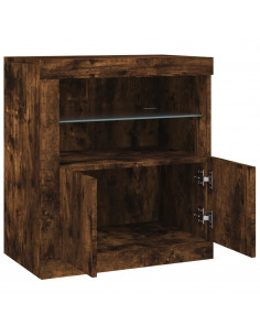 Credenza con Luci LED Rovere Fumo 60,5x37x67 cm 2