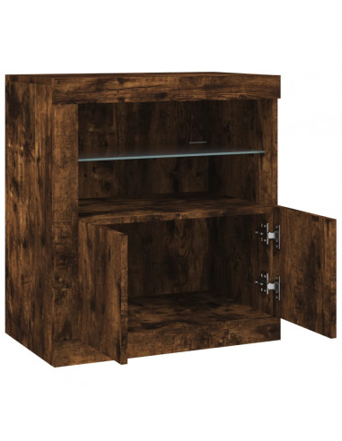 Credenza con Luci LED Rovere Fumo 60,5x37x67 cm