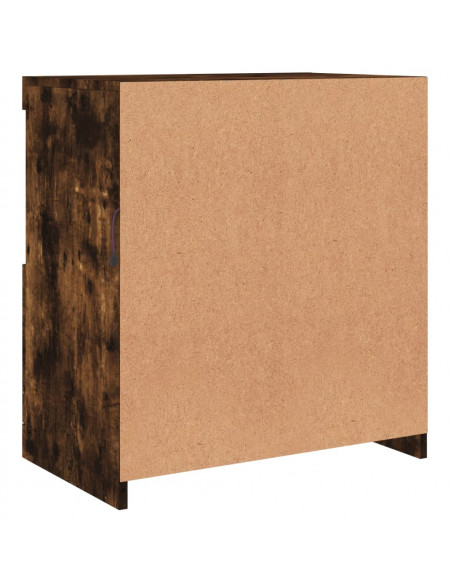 Credenza con Luci LED Rovere Fumo 60,5x37x67 cm
