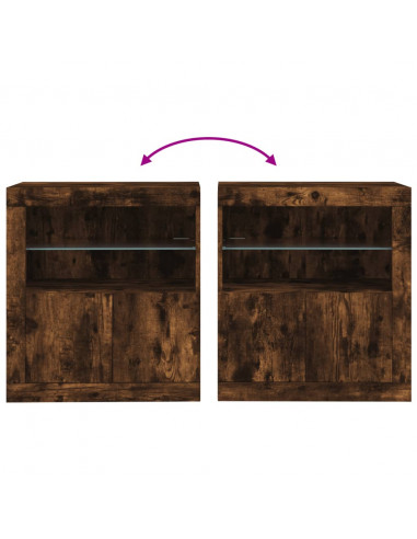 Credenza con Luci LED Rovere Fumo 60,5x37x67 cm