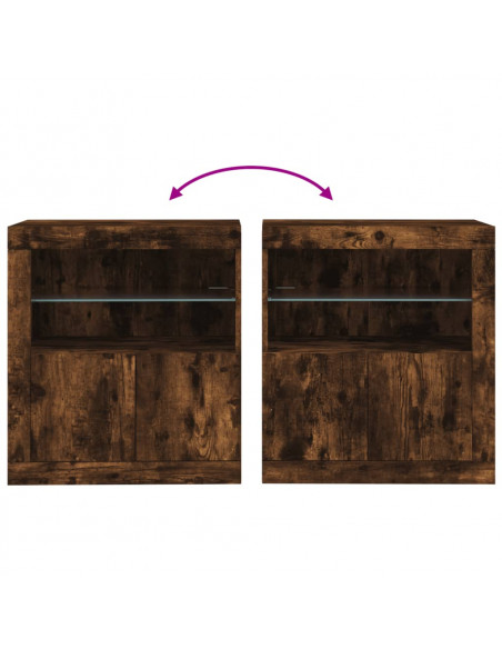 Credenza con Luci LED Rovere Fumo 60,5x37x67 cm