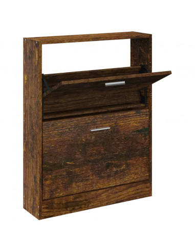 Scarpiera Rovere Fumo 59x17x81 cm in Legno Multistrato