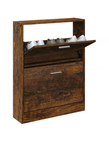 Scarpiera Rovere Fumo 59x17x81 cm in Legno Multistrato