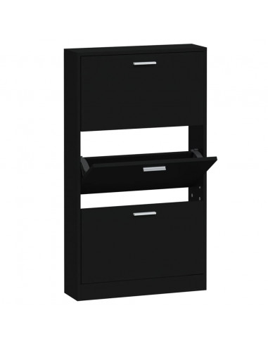 Scarpiera Nera 59x17x108 cm in Legno Multistrato