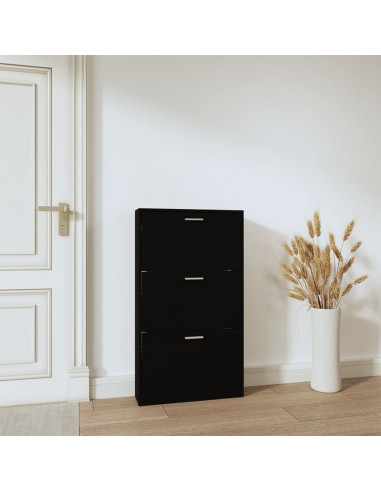 Scarpiera Nera 59x17x108 cm in Legno Multistrato