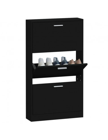 Scarpiera Nera 59x17x108 cm in Legno Multistrato