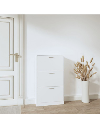 Scarpiera Bianca 59x17x108 cm in Legno Multistrato