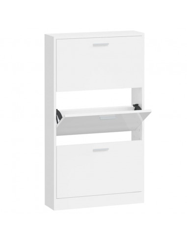 Scarpiera Bianco Lucido 59x17x108 cm in Legno Multistrato