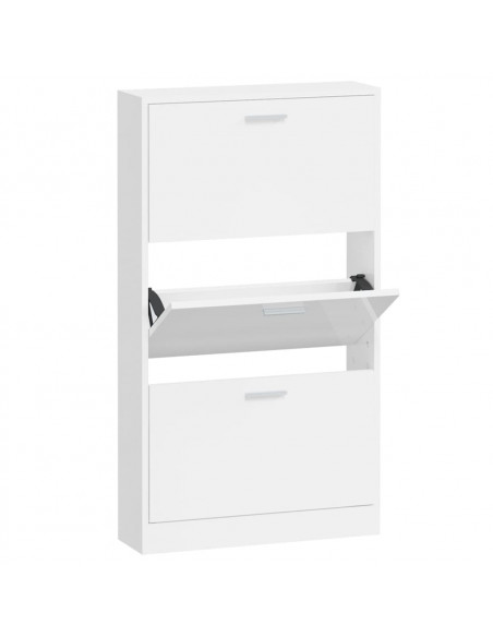 Scarpiera Bianco Lucido 59x17x108 cm in Legno Multistrato