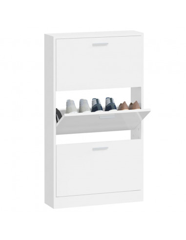 Scarpiera Bianco Lucido 59x17x108 cm in Legno Multistrato