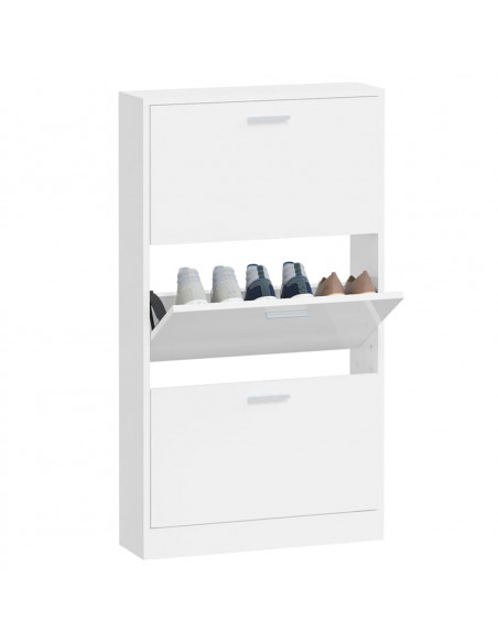 Scarpiera Bianco Lucido 59x17x108 cm in Legno Multistrato