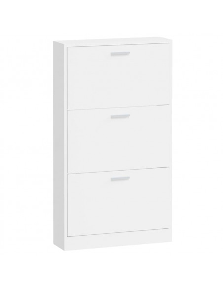 Scarpiera Bianco Lucido 59x17x108 cm in Legno Multistrato