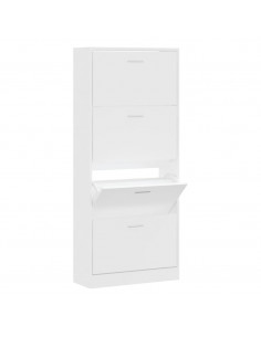 Scarpiera Bianca 63x24x147 cm in Legno Multistrato 2